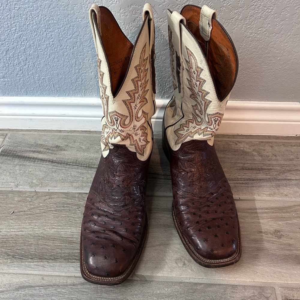 Brown and Cream Lucchese Western Boots